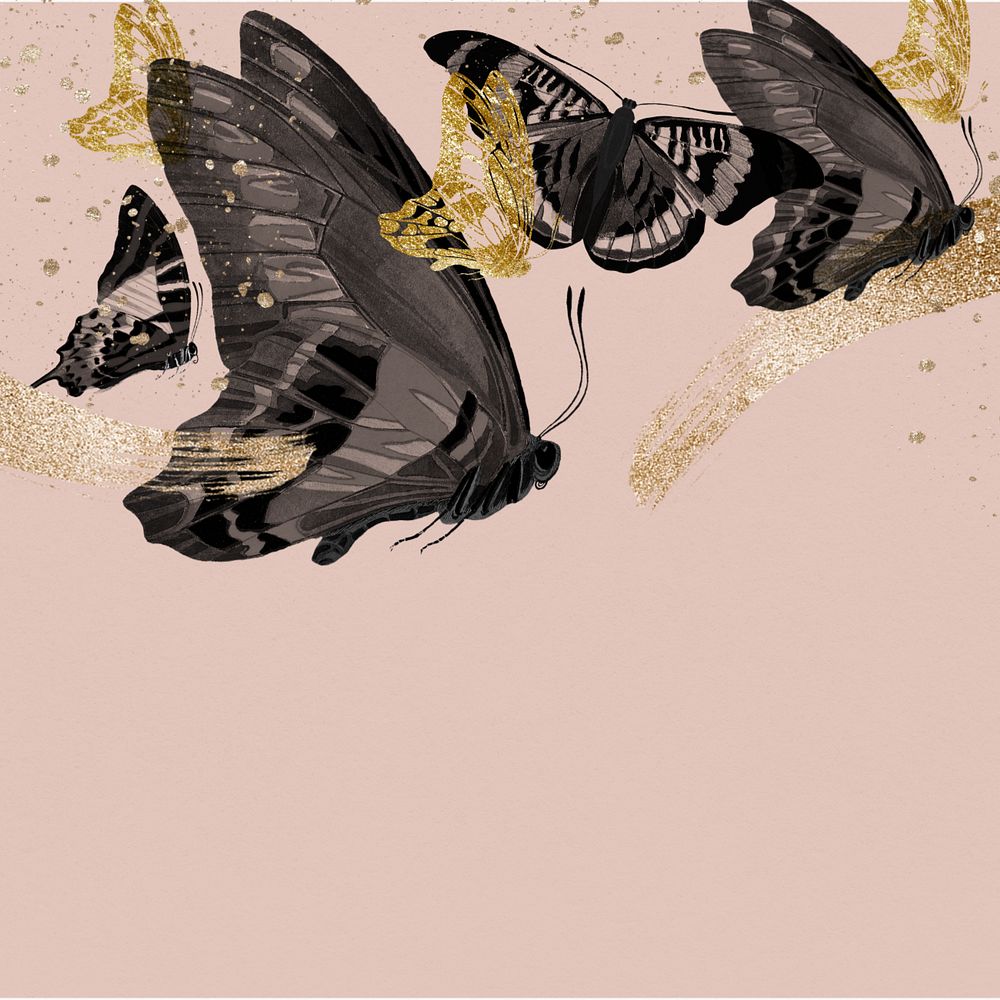 Pastel aesthetic butterfly background, editable vintage insect border, remixed from the artwork of E.A. Séguy