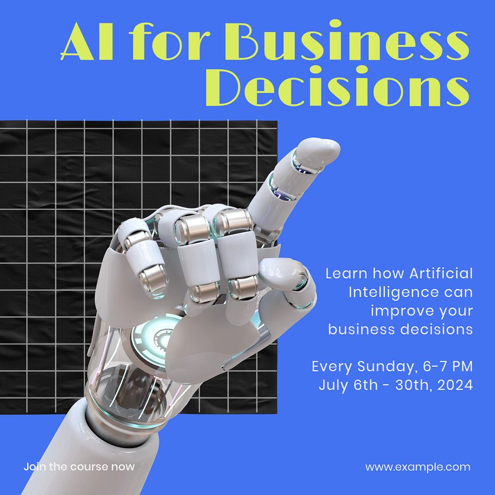 AI & business decisions Facebook ad template, editable text & design