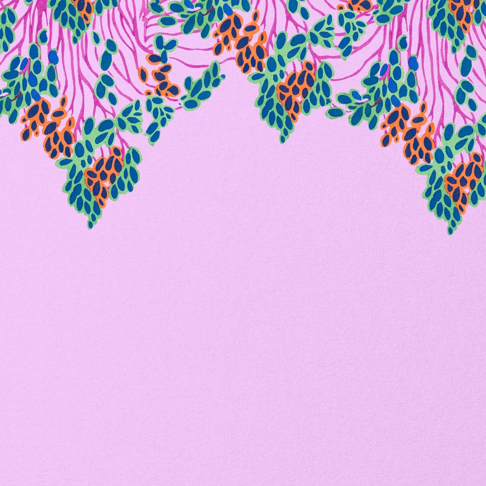 Pink background, editable vintage flower border, remixed from the artwork of E.A. Ségu