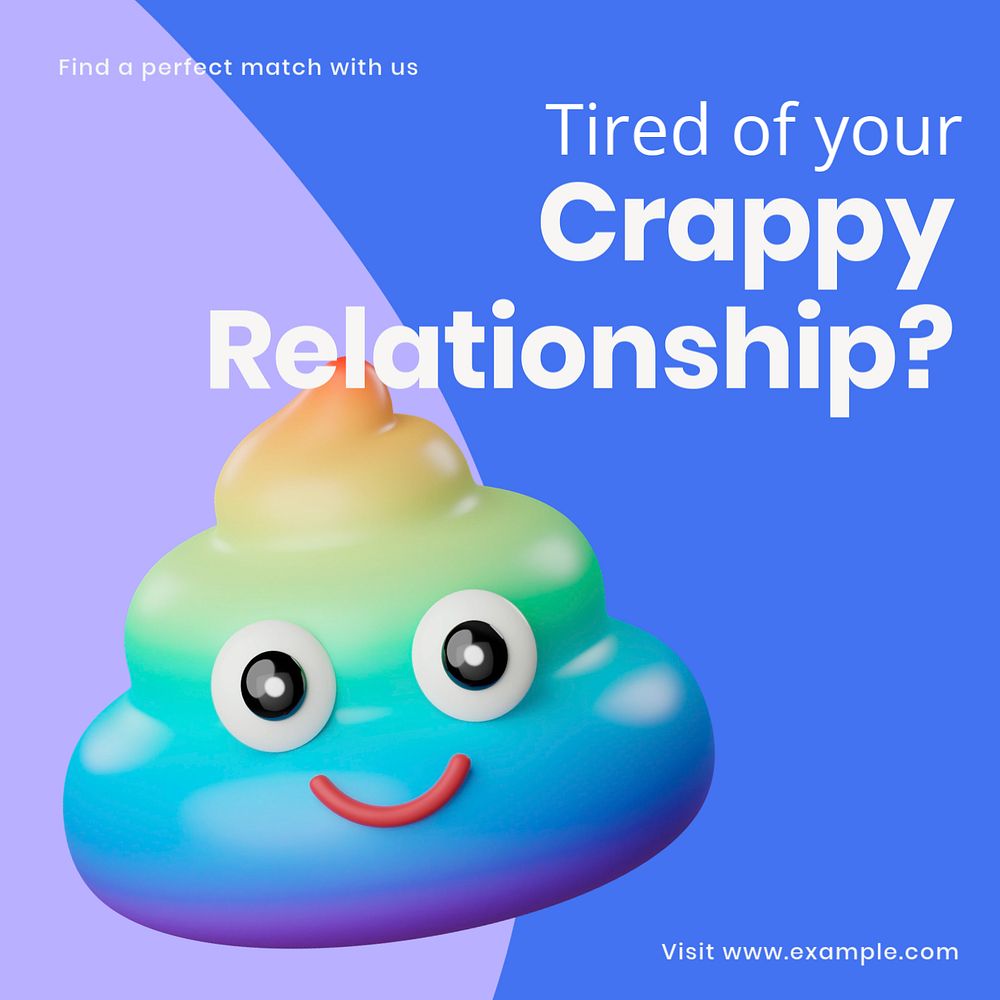 Crappy relationship Facebook ad template, editable text & design