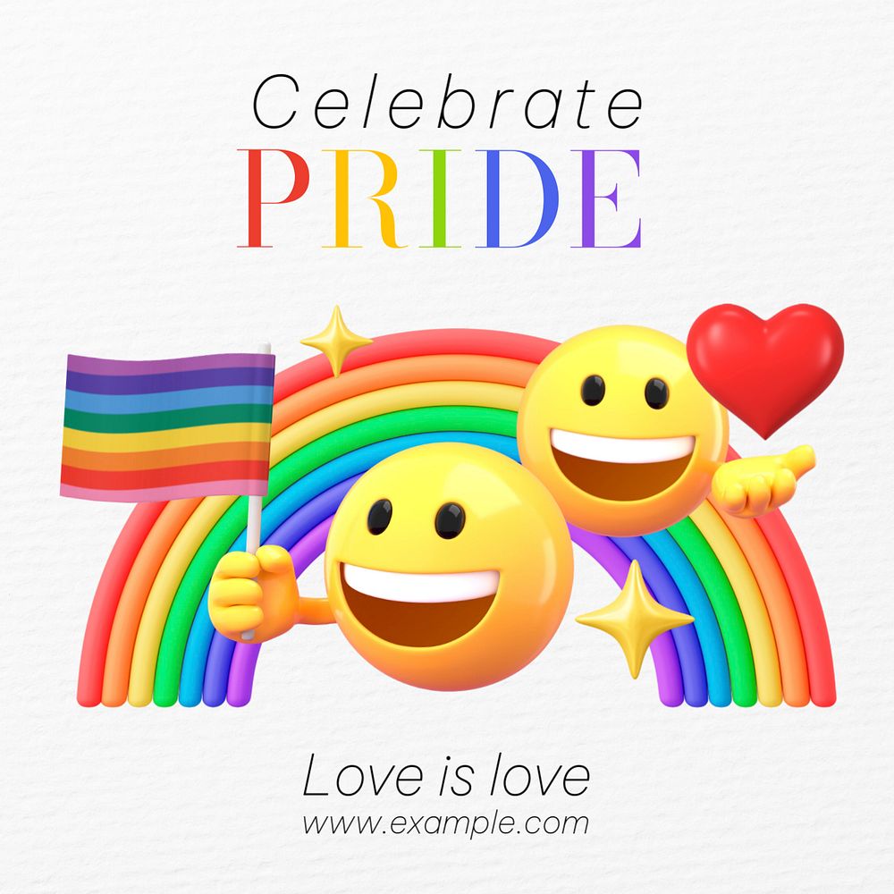 LGBT pride Instagram ad template, 3D emoticon editable design