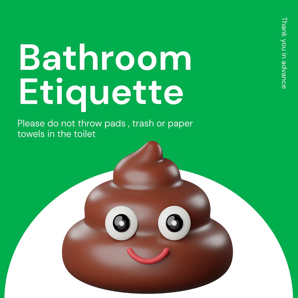 Bathroom etiquette Instagram ad template, editable social media post design