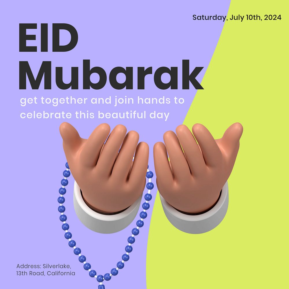 Eid mubarak Facebook ad template, editable text & design
