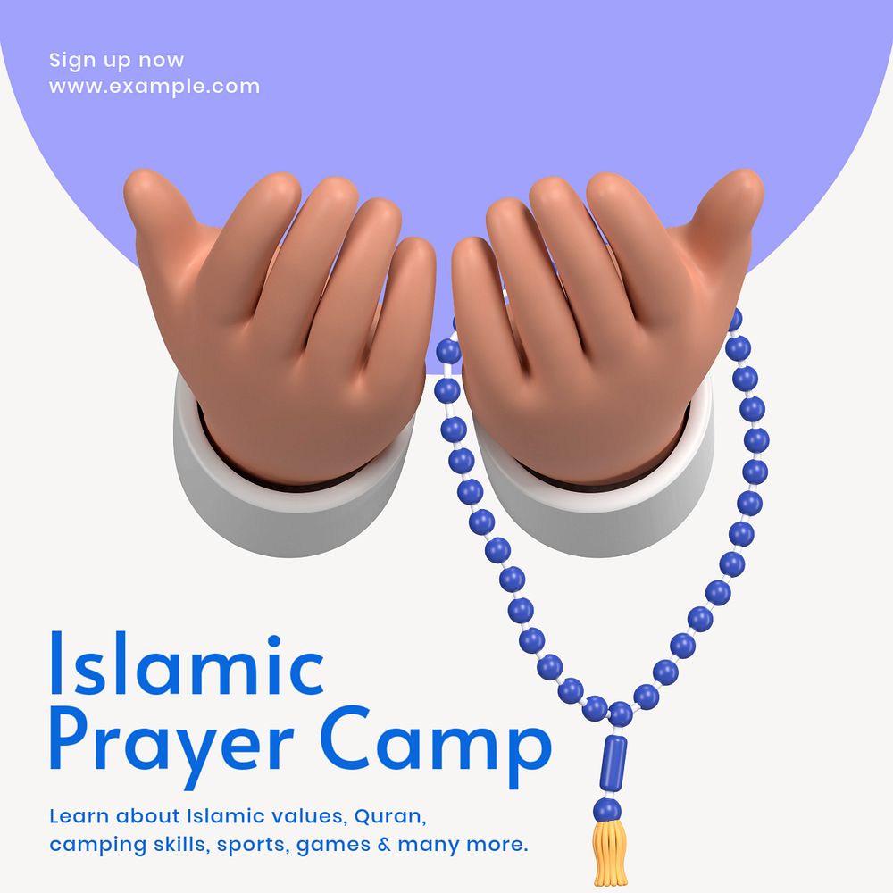 Islamic prayer camp Facebook ad template, editable text & design