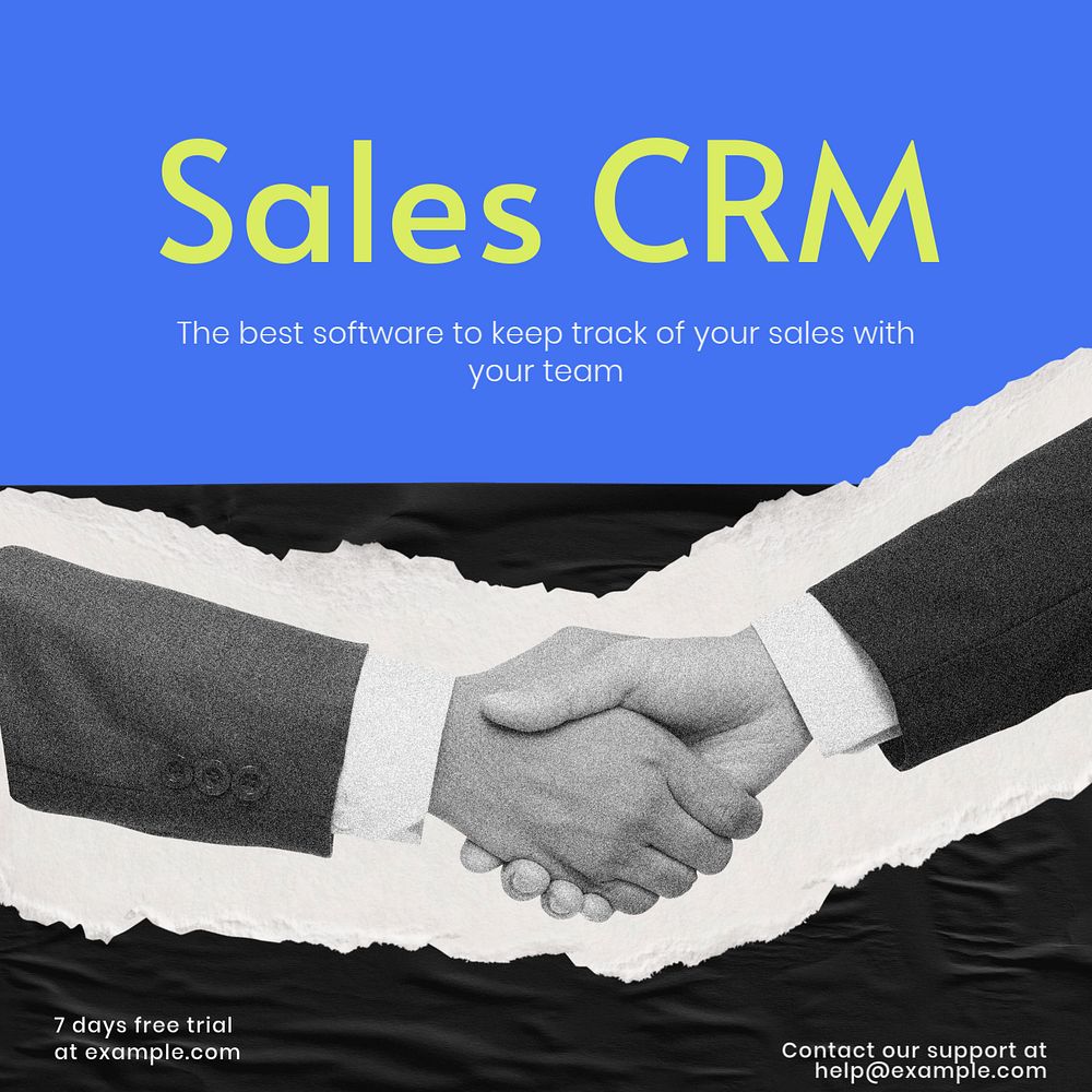 Sales CRM software Facebook ad template, editable text & design