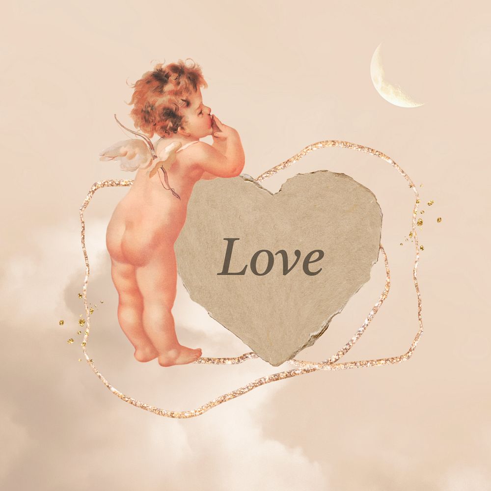 Love cupid, Valentine's Day collage element, editable design