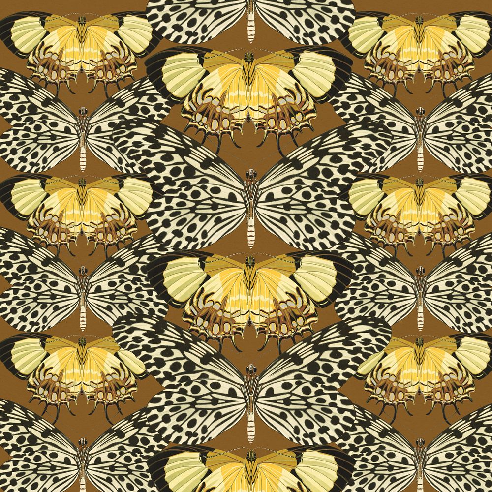 Vintage butterfly patterned background, editable E.A. Séguy's design, remixed by rawpixel