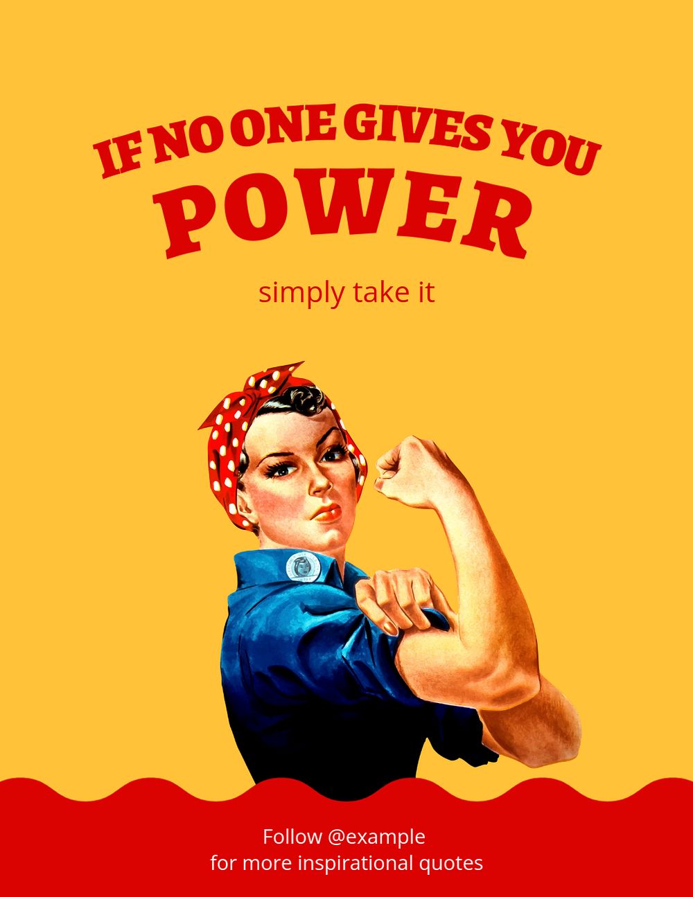 Feminist powerful quote, editable flyer template