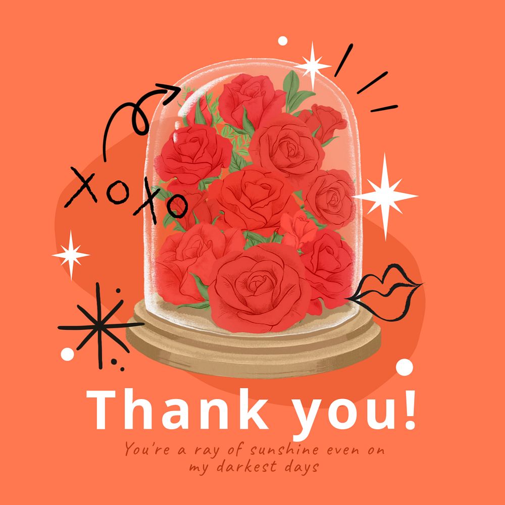 Roses cloche Instagram post template, editable digital painting remix