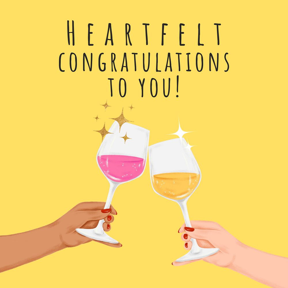 Congratulations Instagram post template, editable digital painting remix