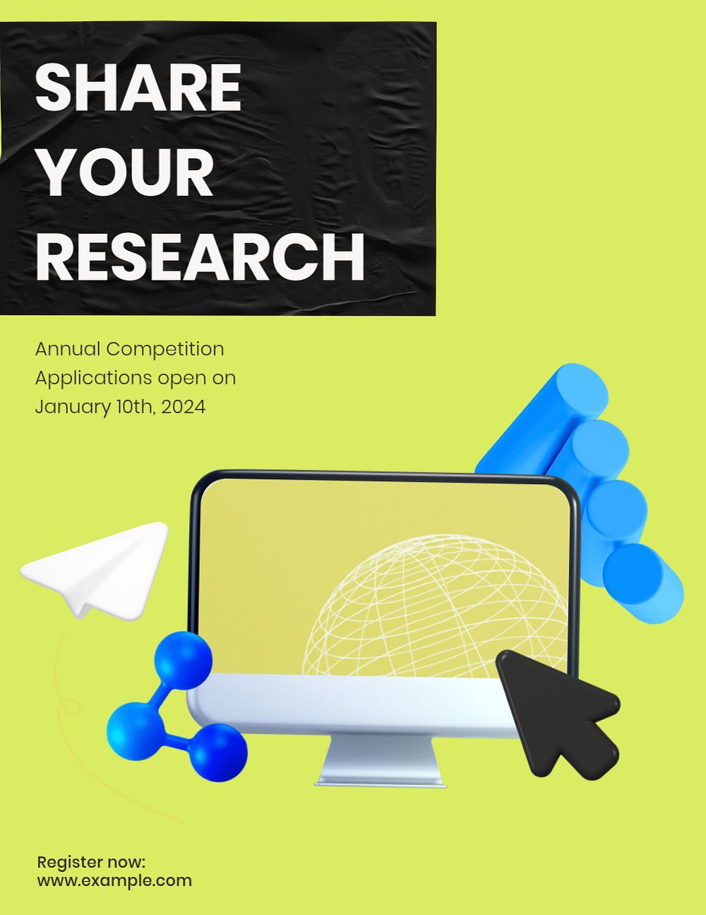 Share your research, editable flyer template