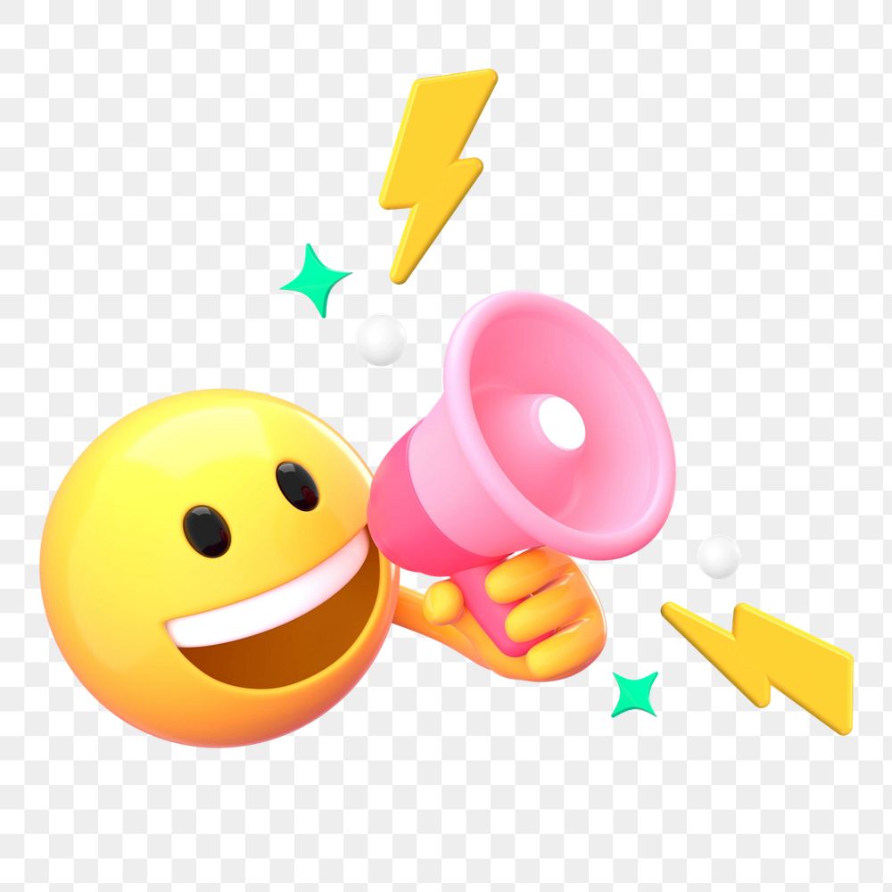 Announcement emoji  sticker, 3D emoticon editable design