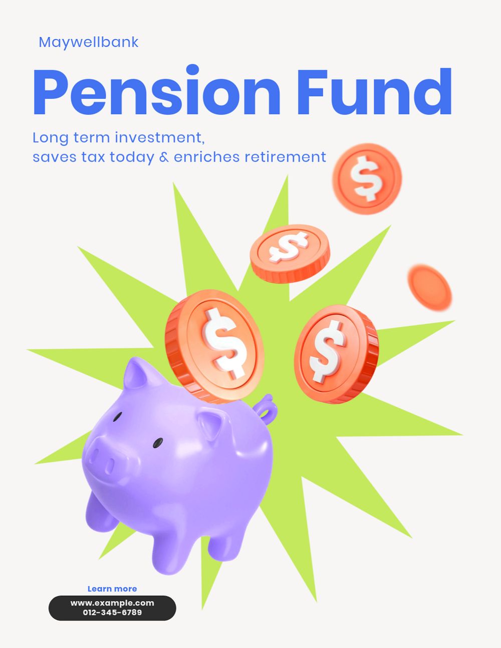 Pension fund, editable flyer template