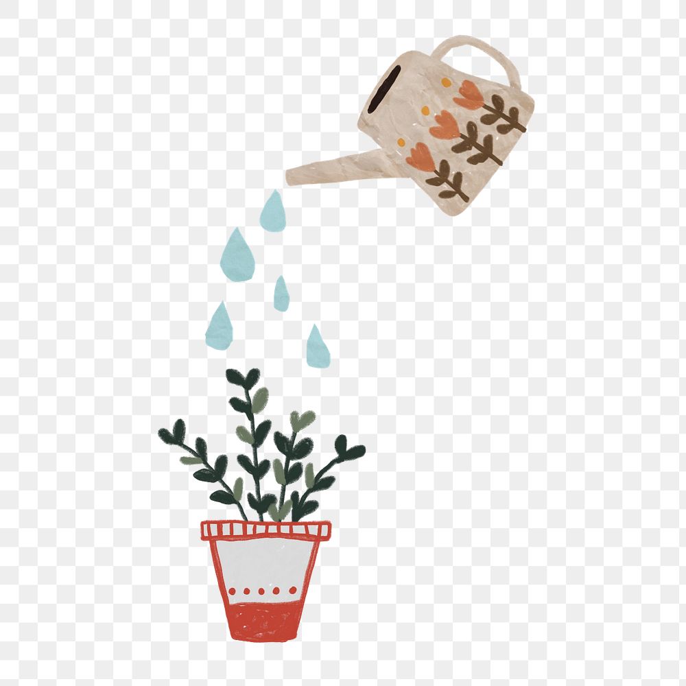 Watering plant element, editable gardening design