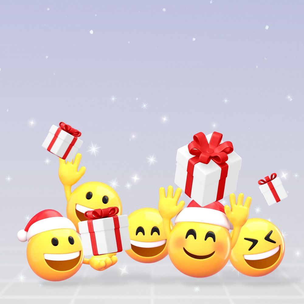 Christmas gifts border background, 3D emoji