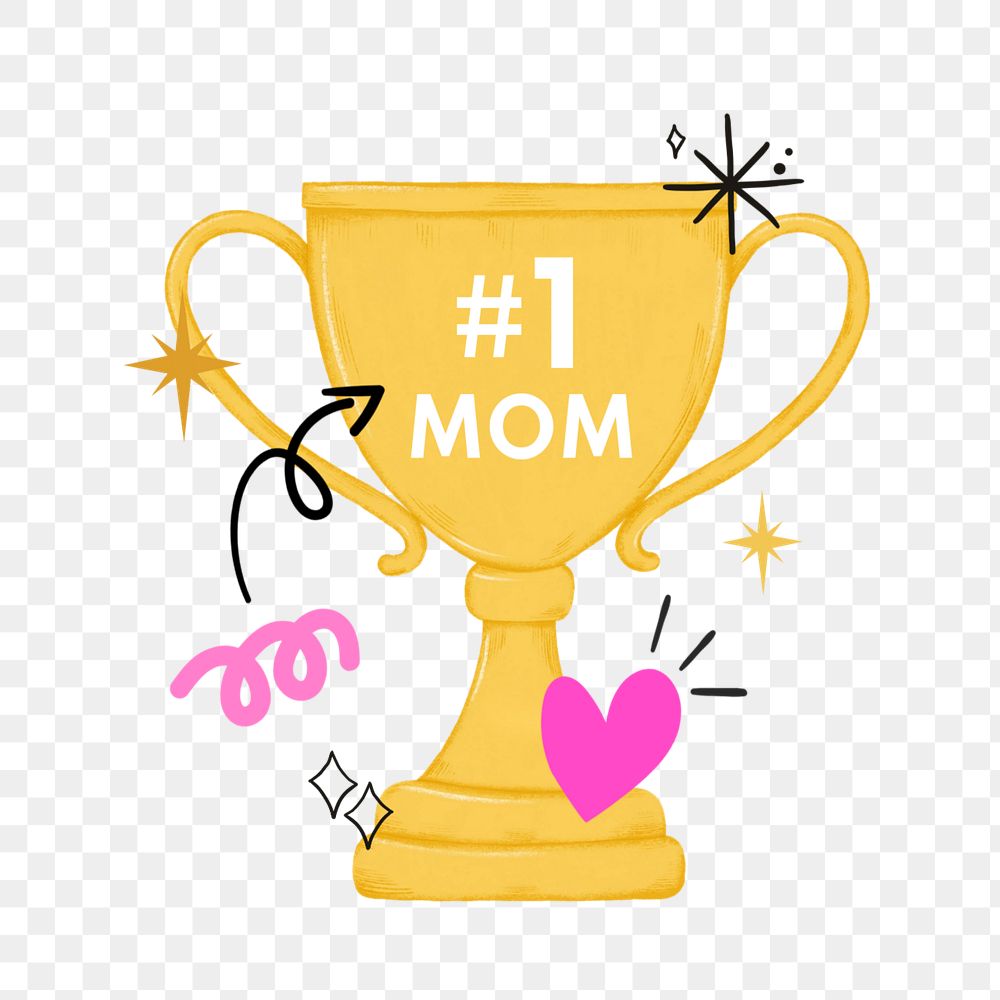 #1 mom trophy clipart, editable Mother's day digital painting remix