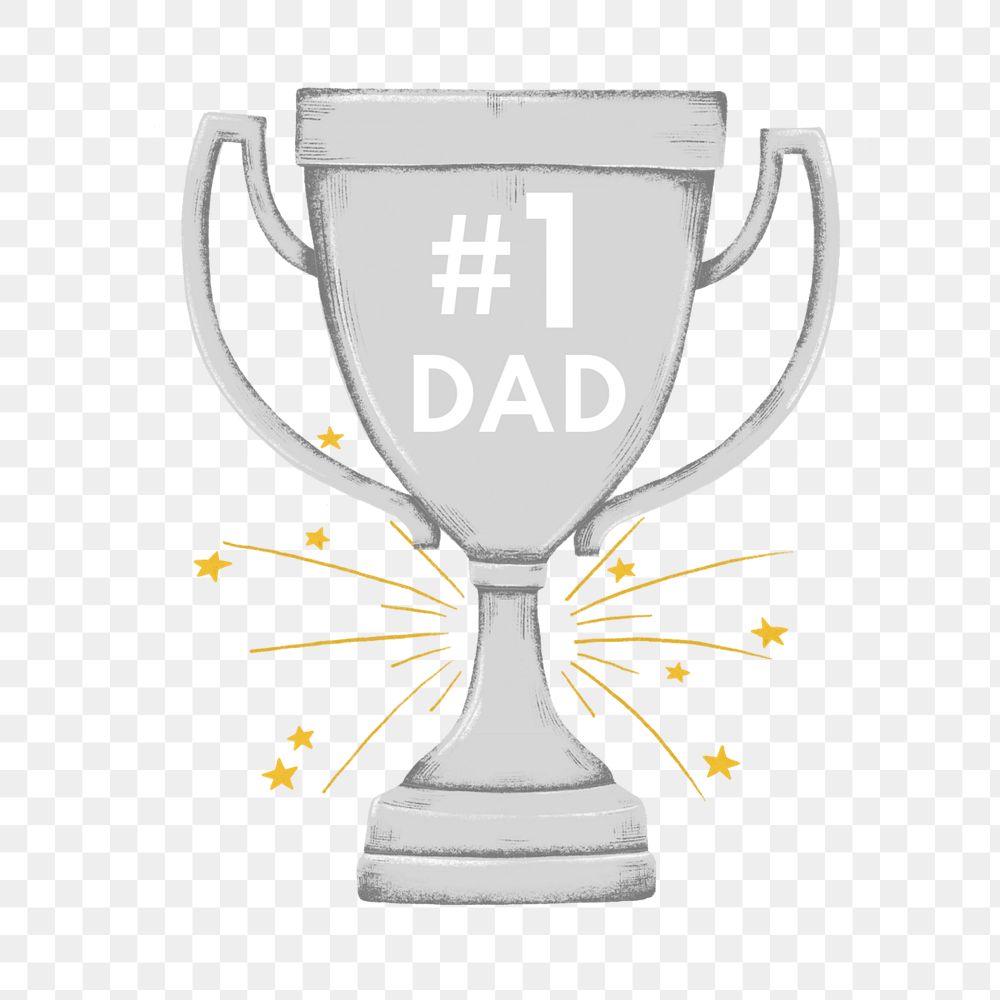 #1 dad trophy clipart, editable Father's day digital painting remix