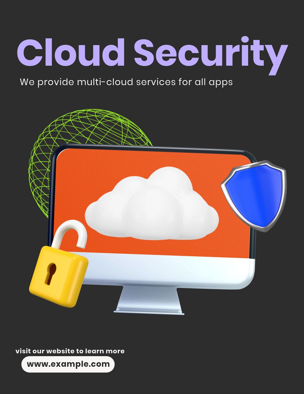 Cloud security, editable flyer template