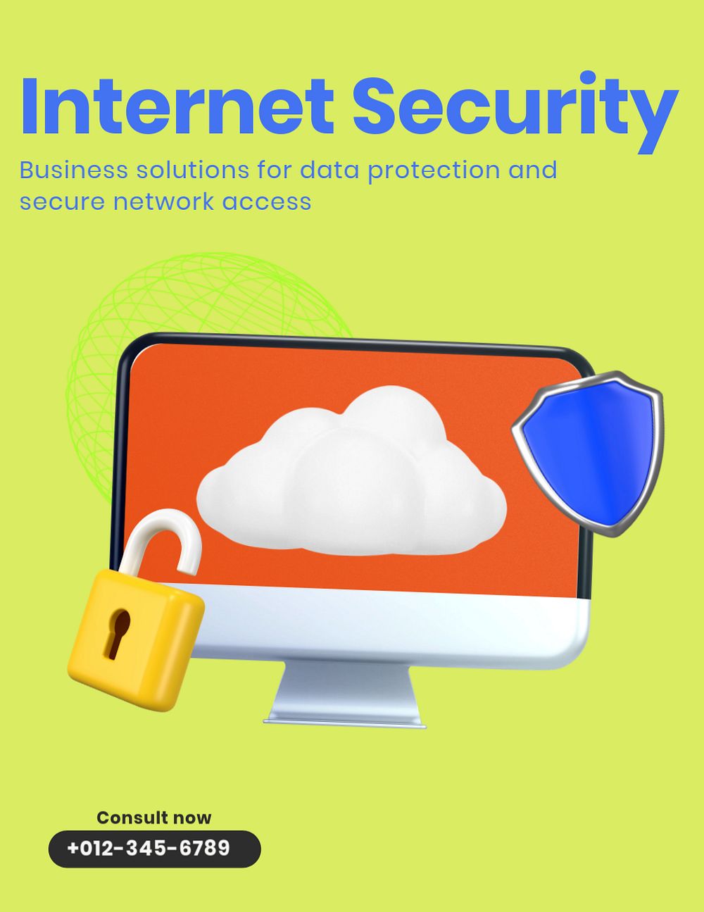 Internet security, editable flyer template