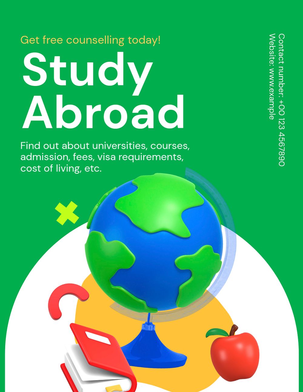 Study abroad counseling, editable flyer template for branding