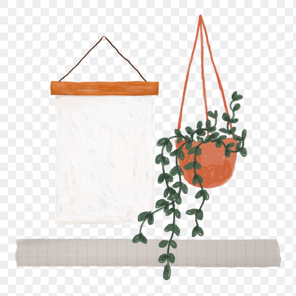 Editable gardening element, hanging potted plant design