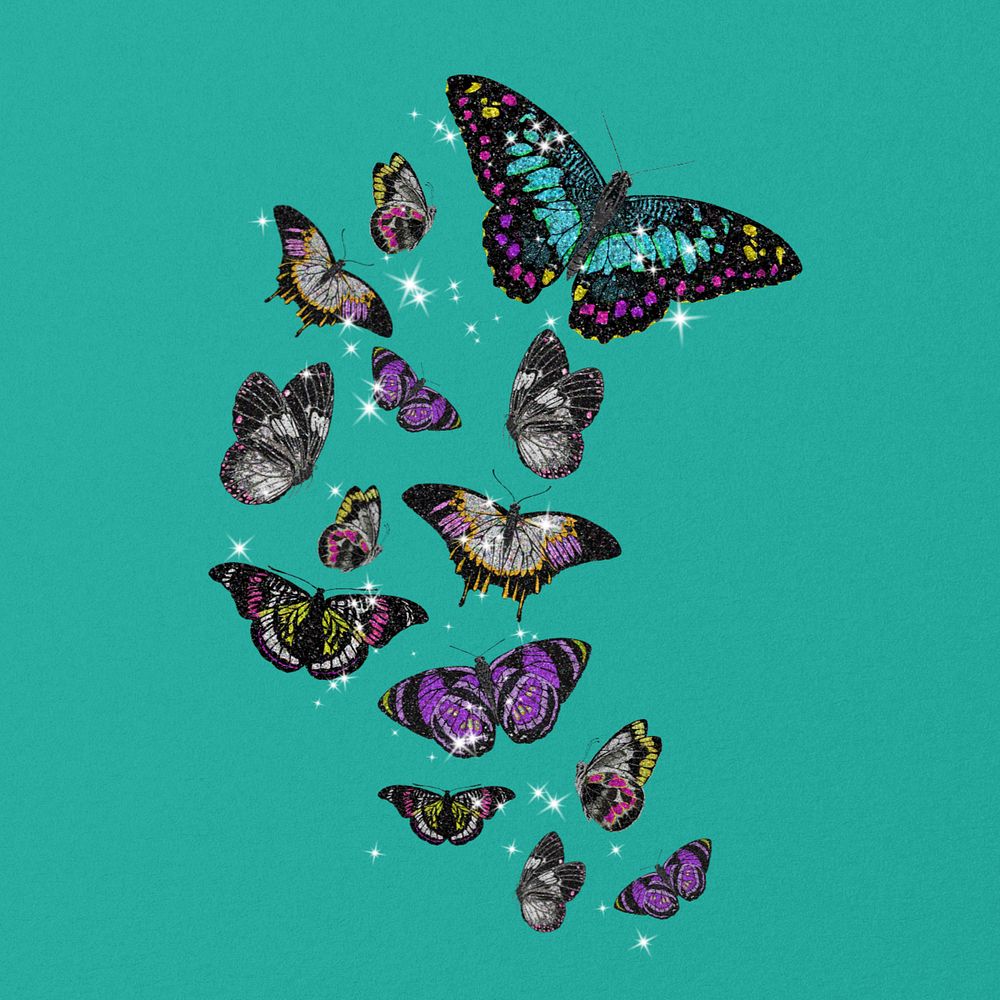 Aesthetic glittery butterfly, editable textured design, remixed from the artwork of E.A. Séguy