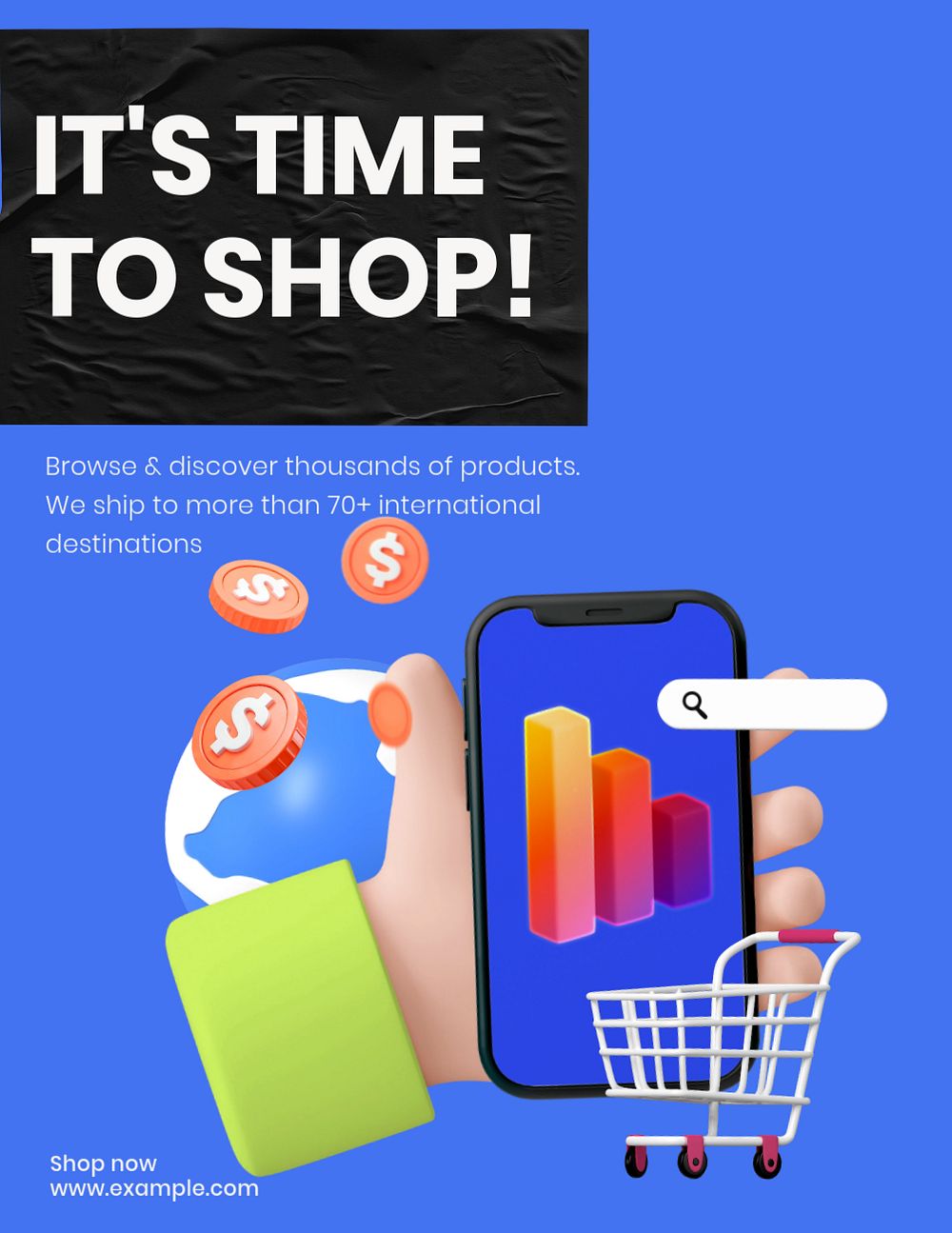 E-commerce online shopping, editable flyer template