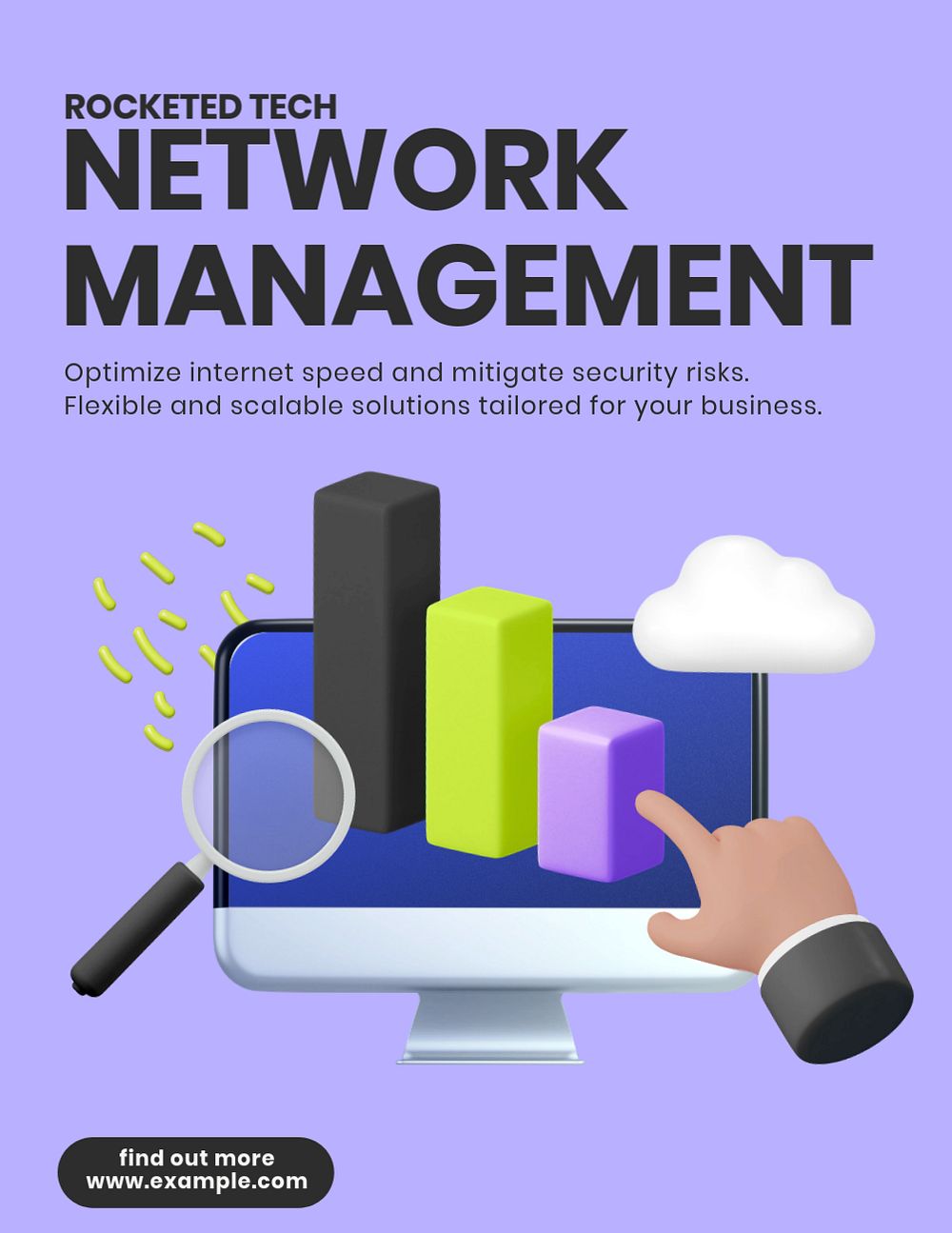 Network management, editable flyer template