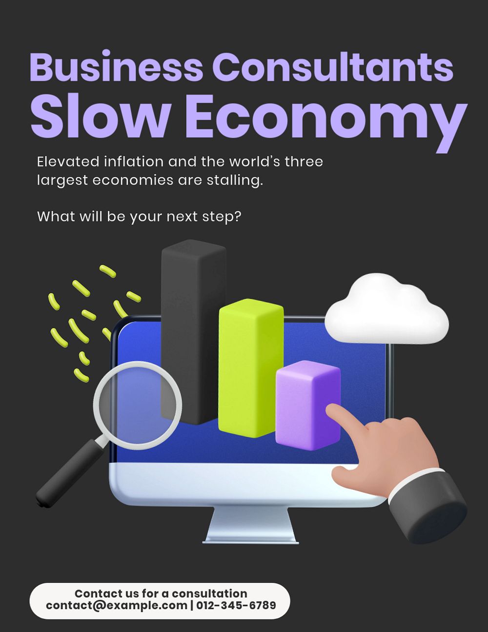 Slow economy, editable flyer template