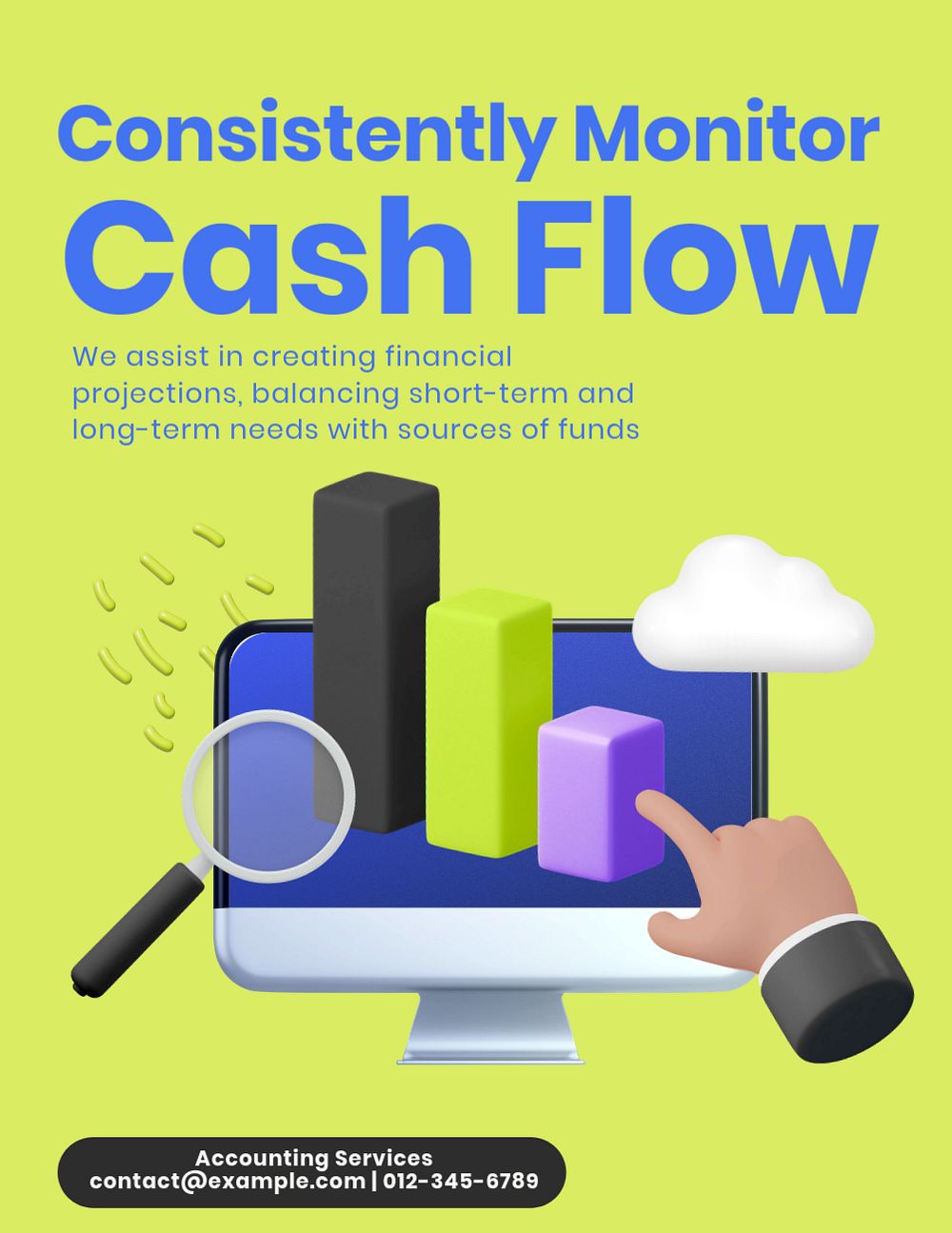 Cash flow, editable flyer template