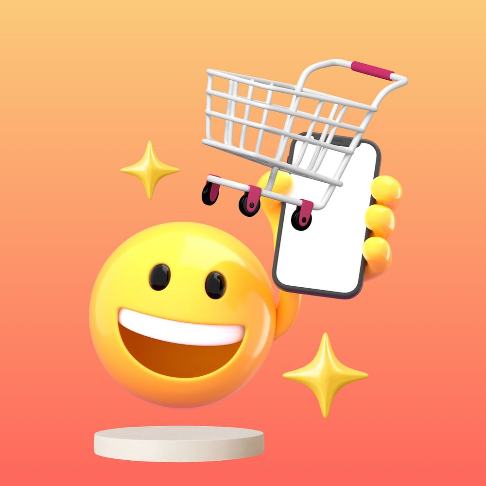 E-commerce 3D emoticon, online shopping emoji