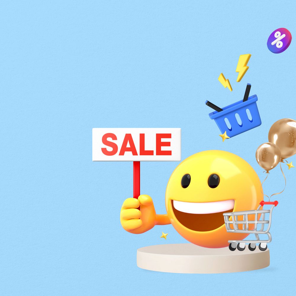 Sale emoticon 3D emoji background
