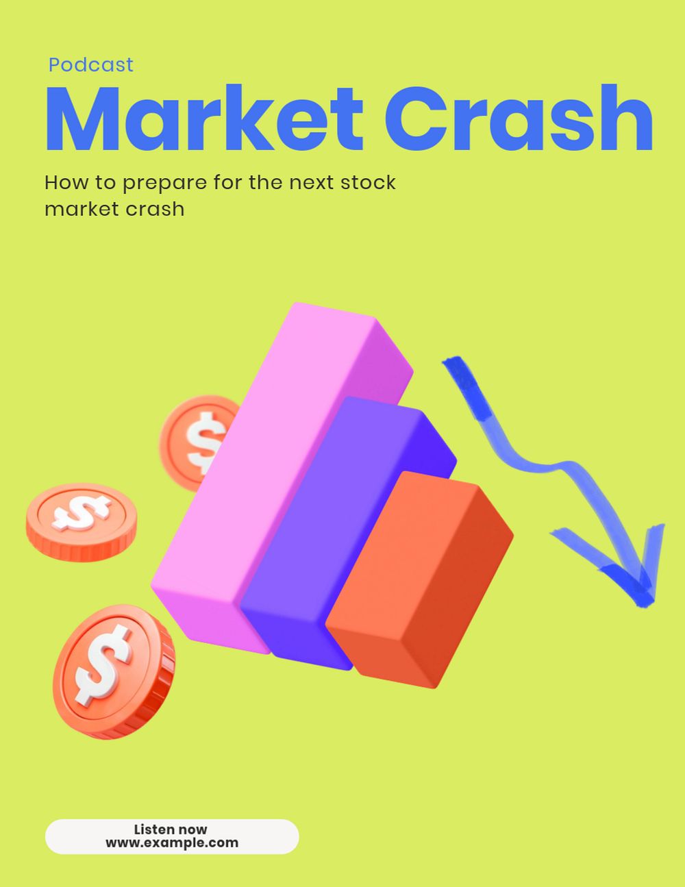 Market crash preparation, editable flyer template