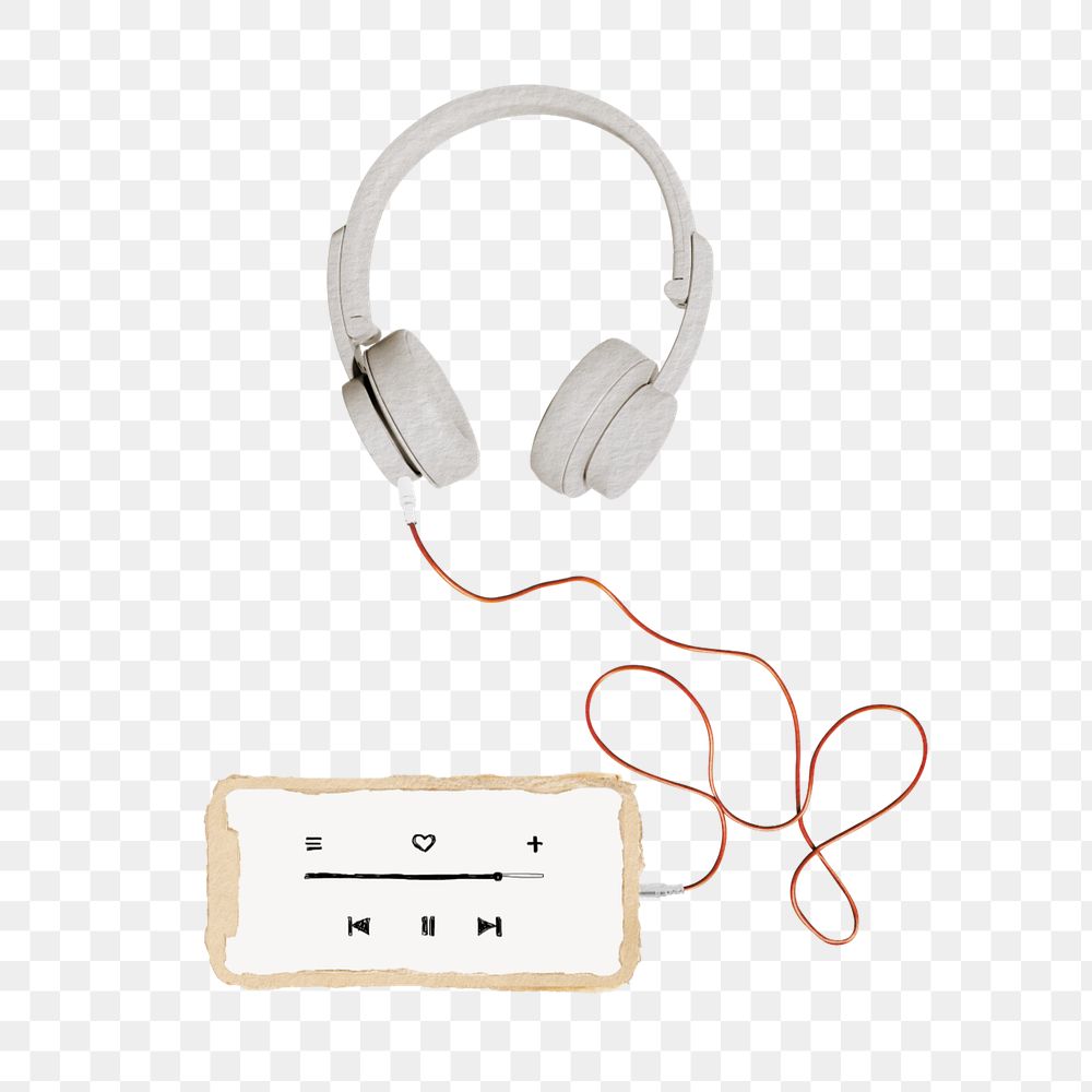 Editable music element, headphones collage design