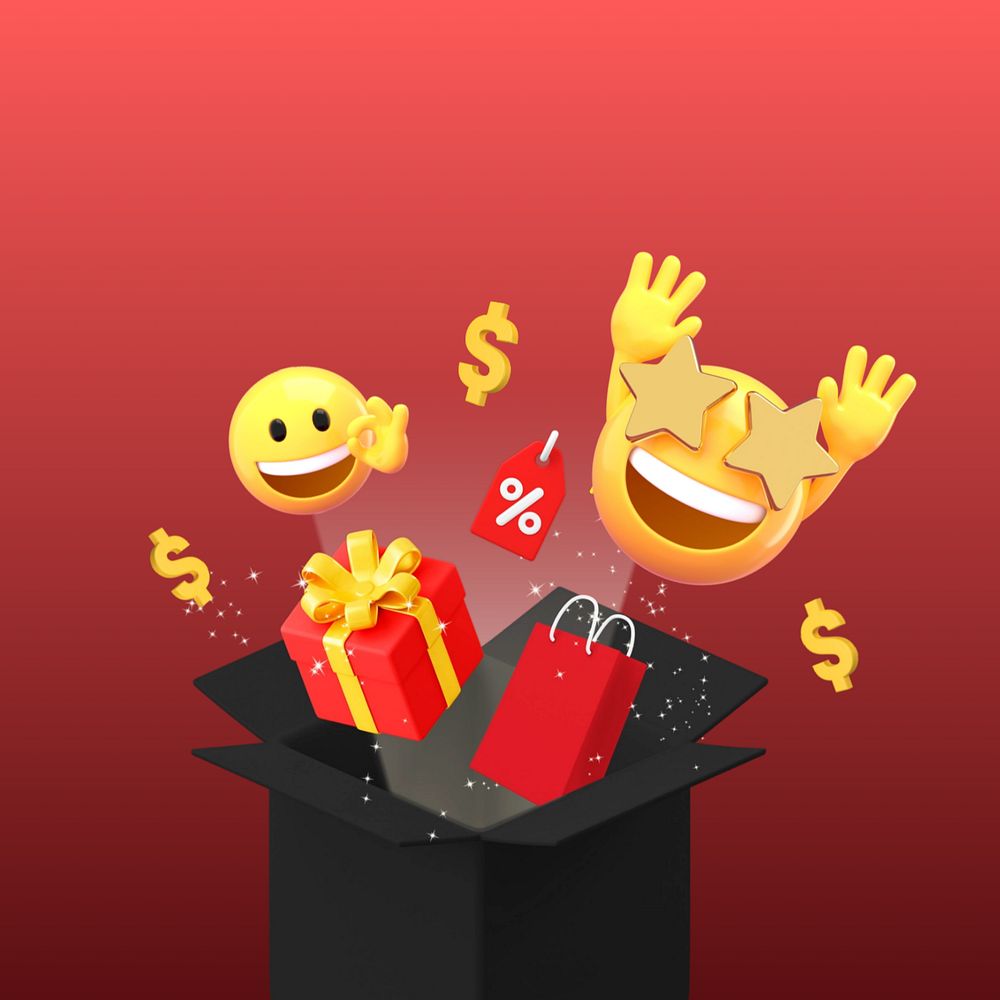 Black Friday sale background, 3D emoji