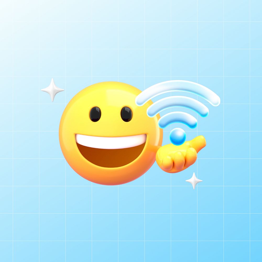 Wifi emoticon, technology 3D emoji