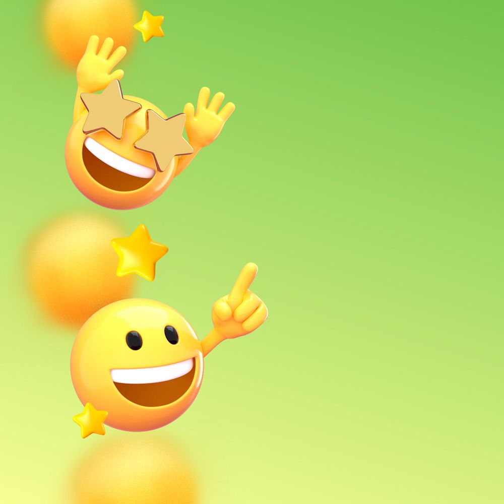 3D emoticons green border background