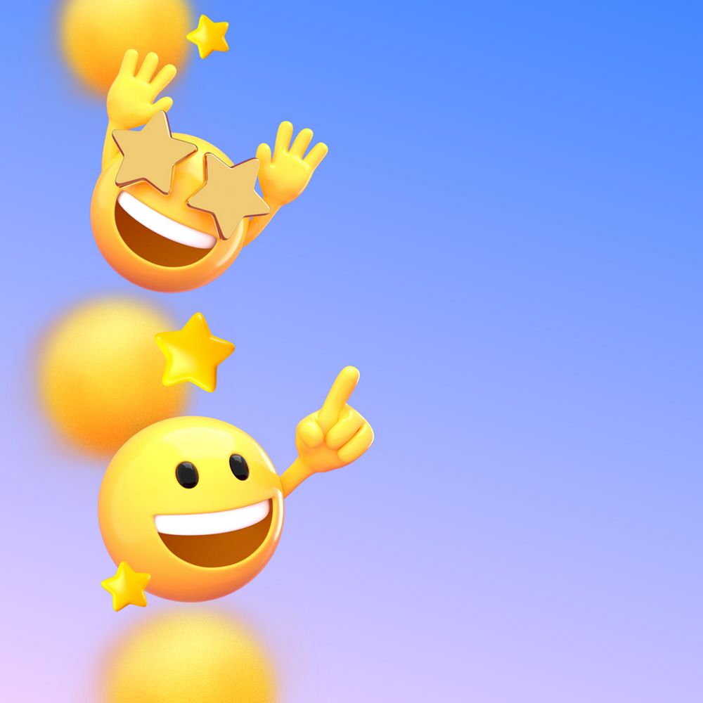 3D emoticons blue border background