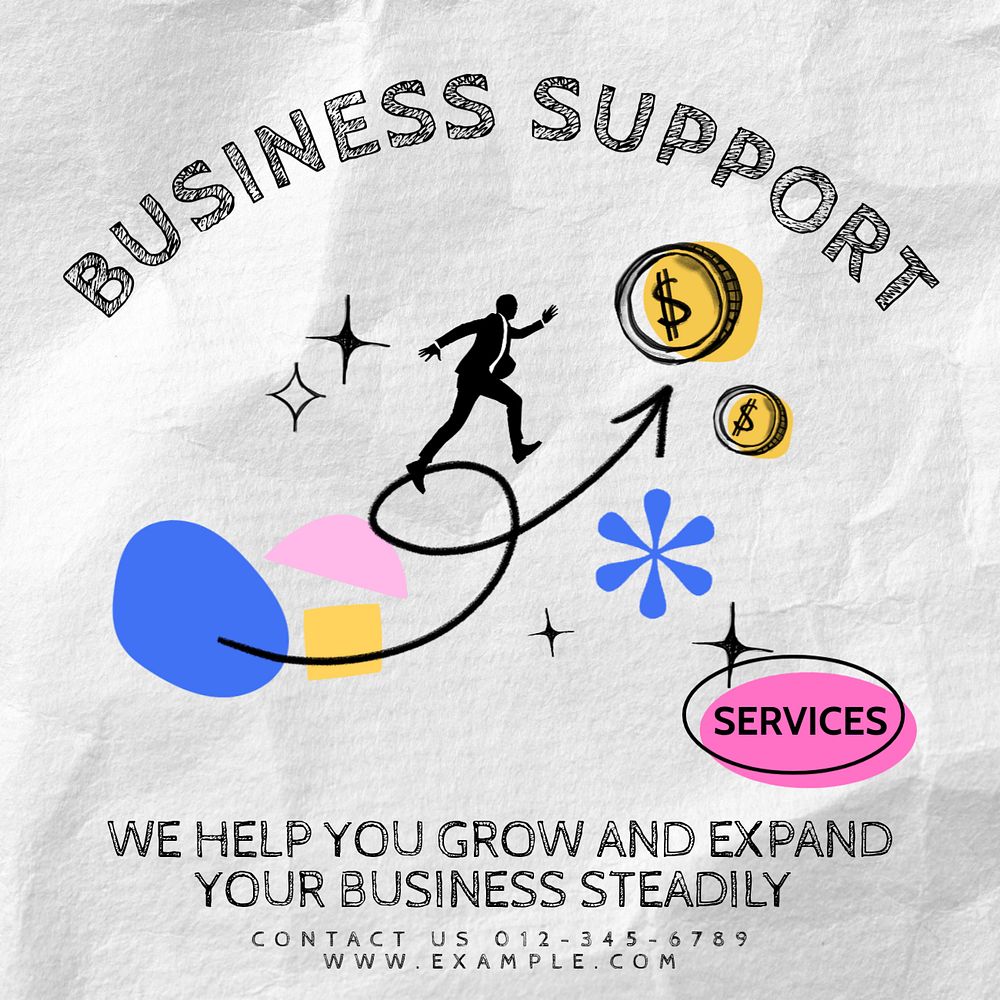 Business support services Facebook ad template, editable text & design