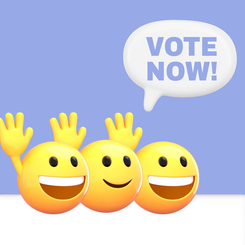 Purple vote emoticon, 3D emoji