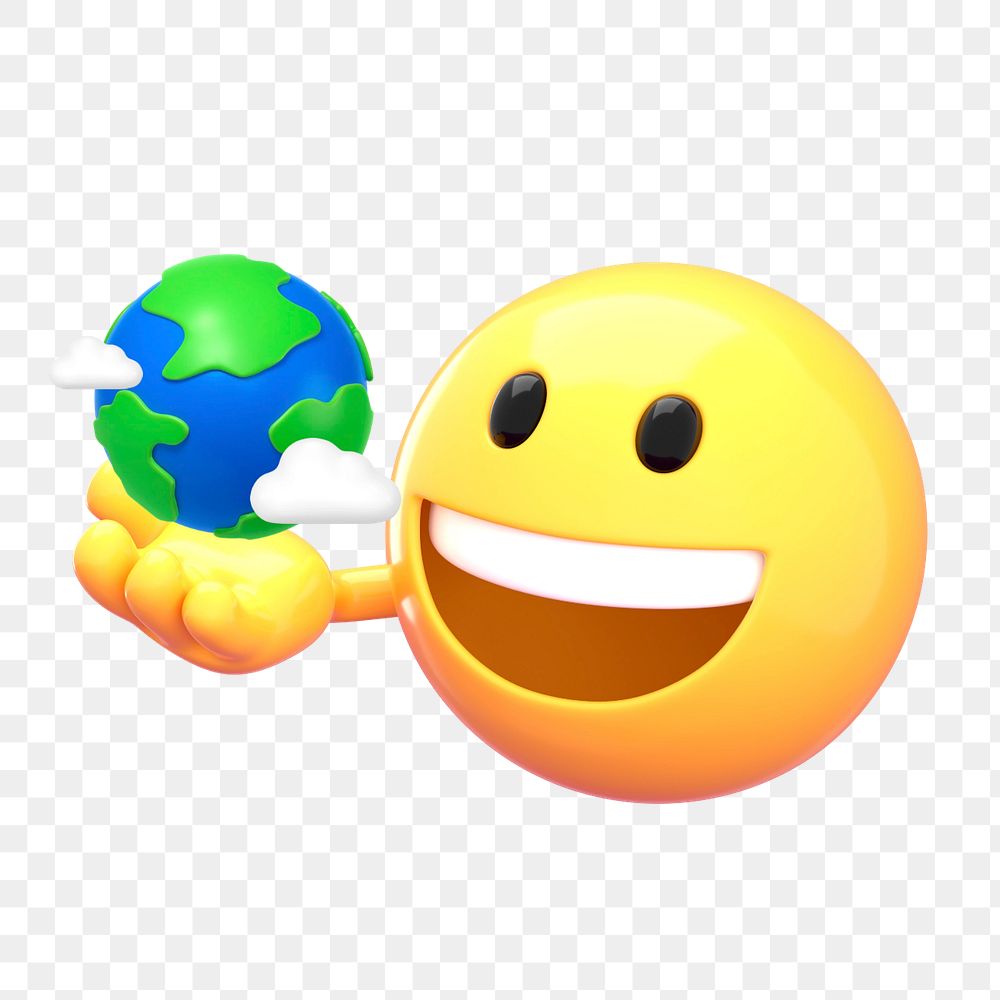 Save the planet  sticker, 3D emoticon editable design