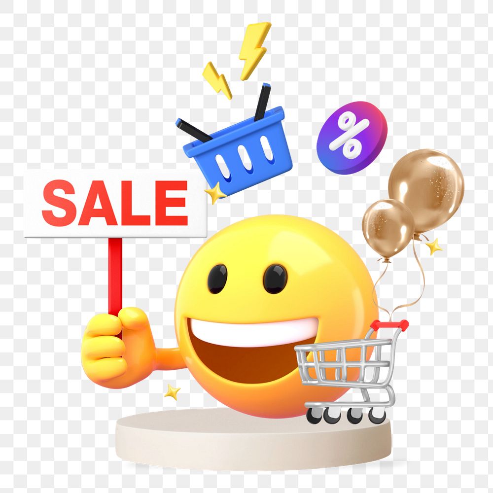 Shop sale emoji  sticker, 3D emoticon editable design