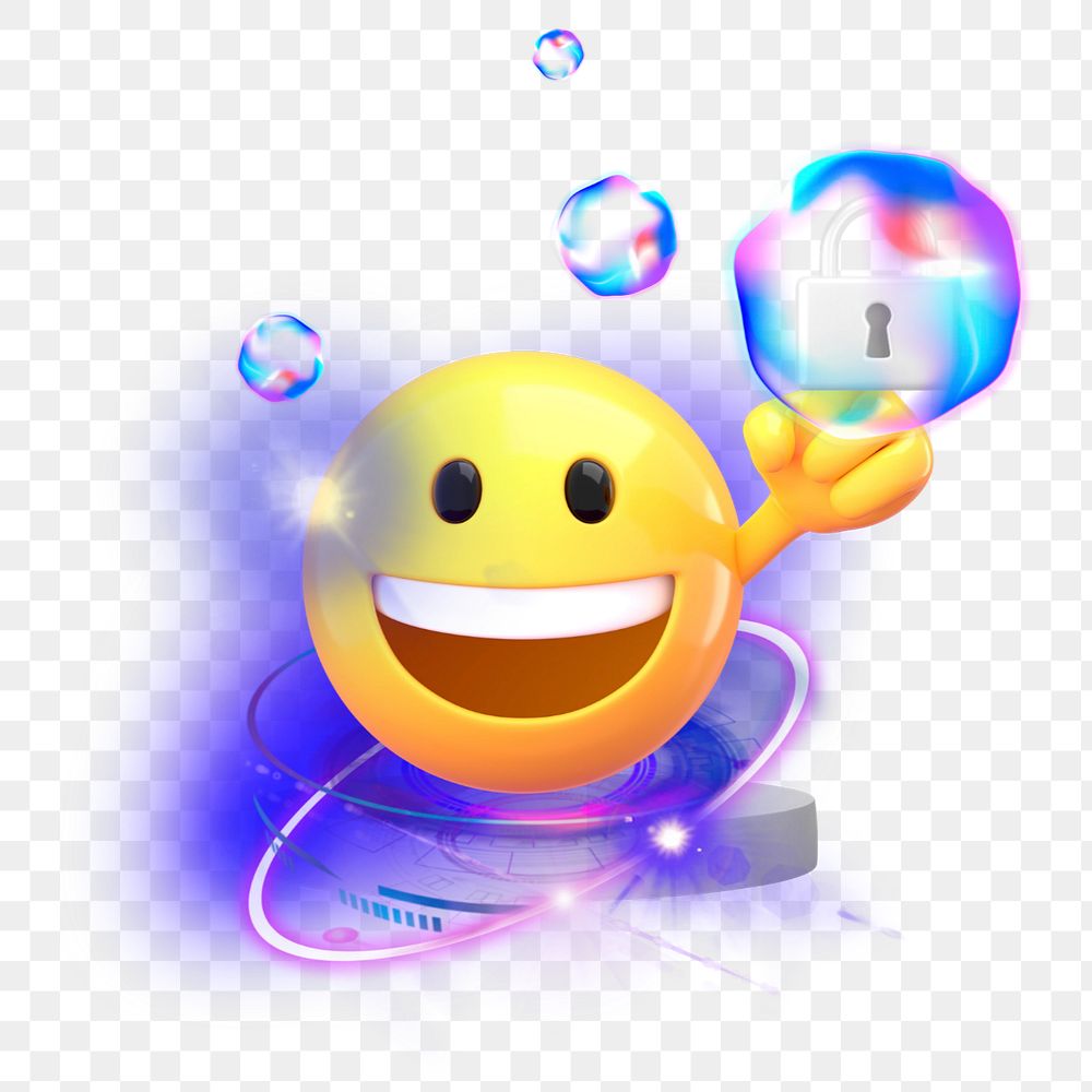 Cybersecurity protection emoji  sticker, 3D emoticon editable design