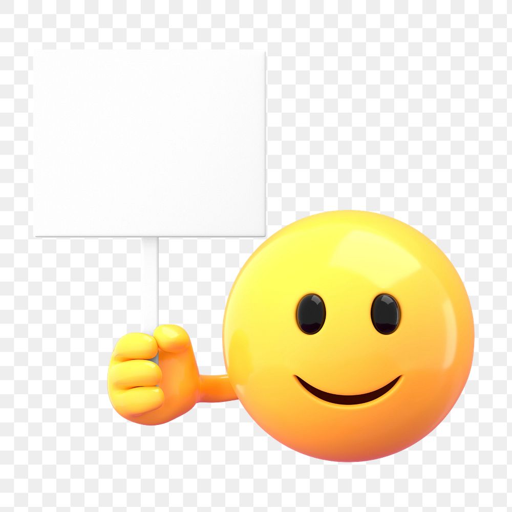 Emoticon holding sign mockup, 3D rendered  editable design