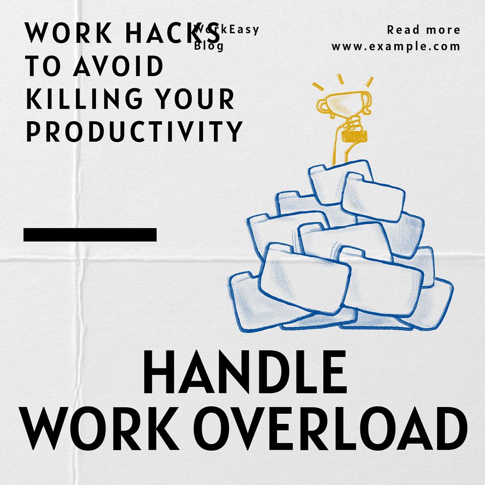 Work overload Facebook ad template, editable text & design