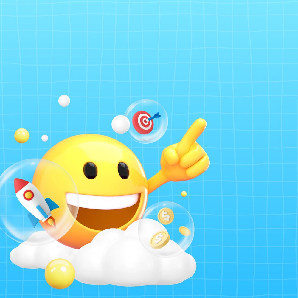 Business target blue background, 3D emoji