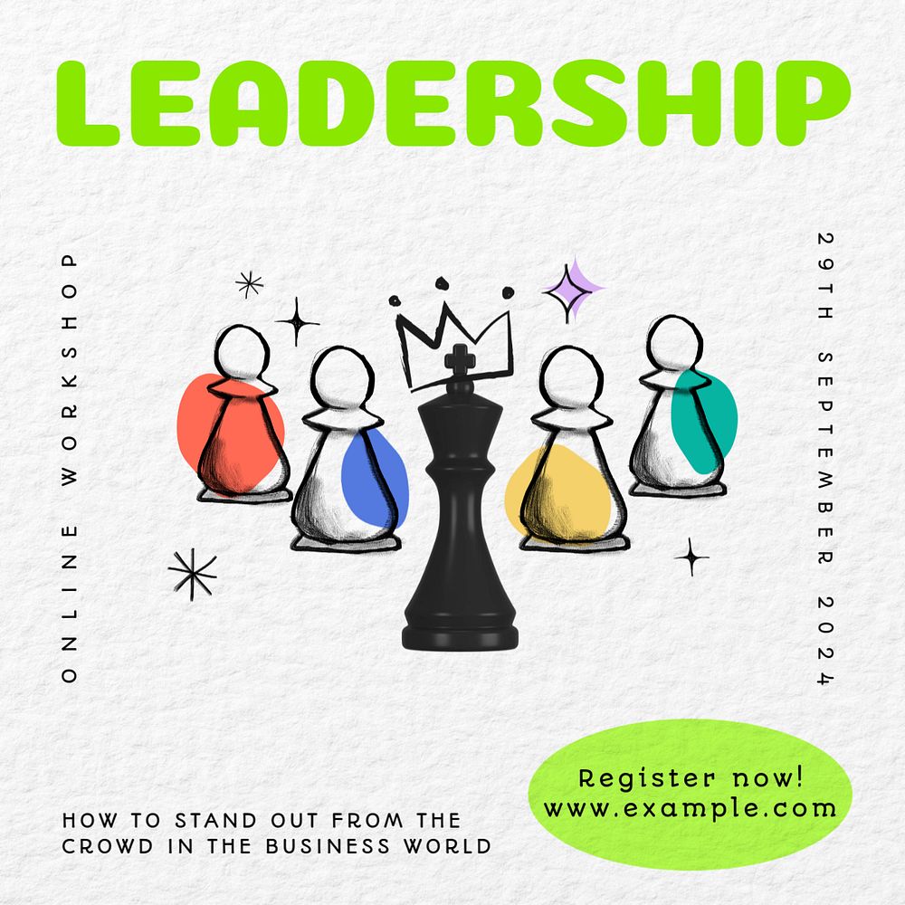 Leadership workshop Facebook ad template, editable text & design