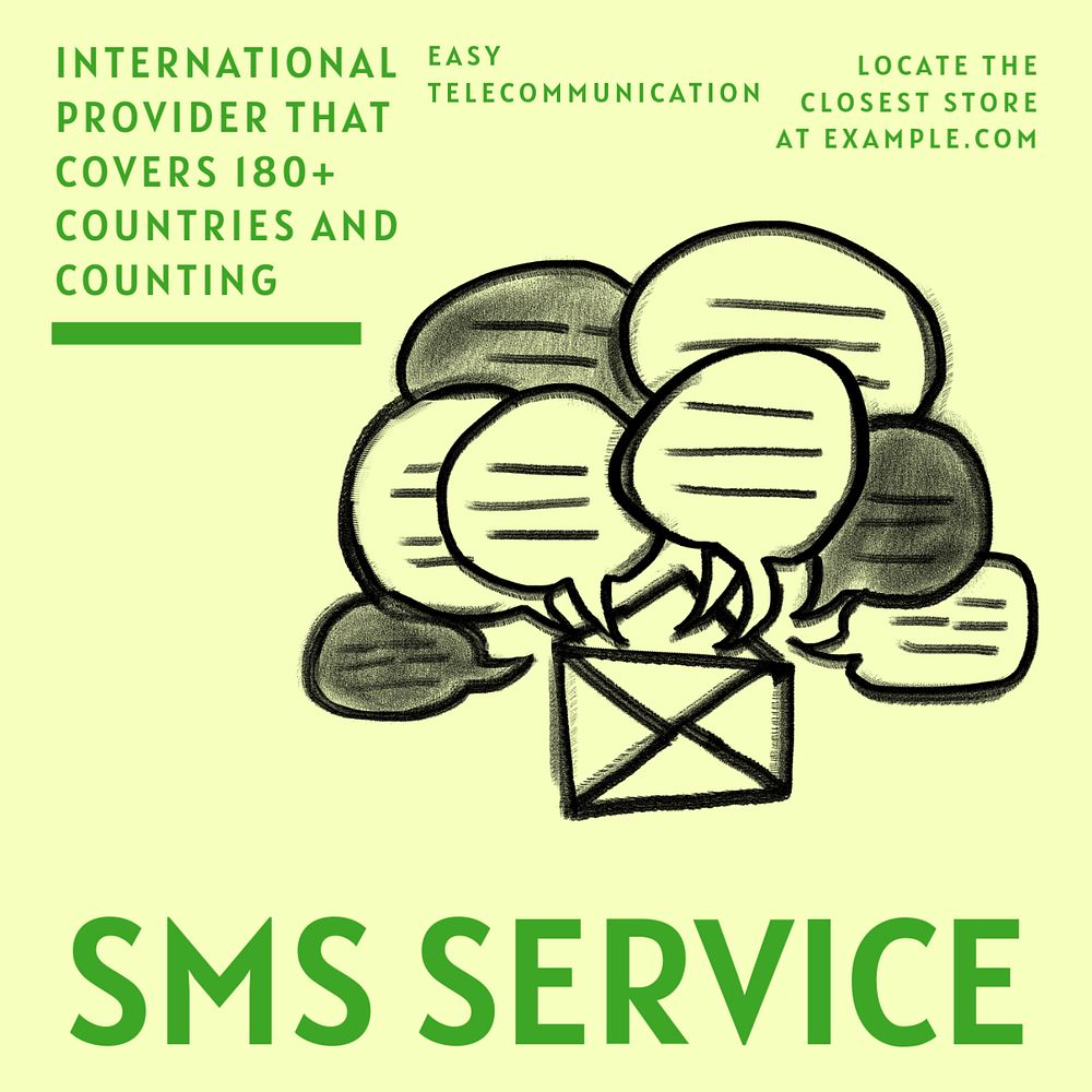 SMS service provider Facebook ad template, editable text & design