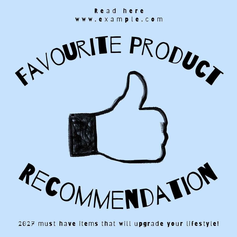 Favourite product recommendation Facebook ad template, editable text & design