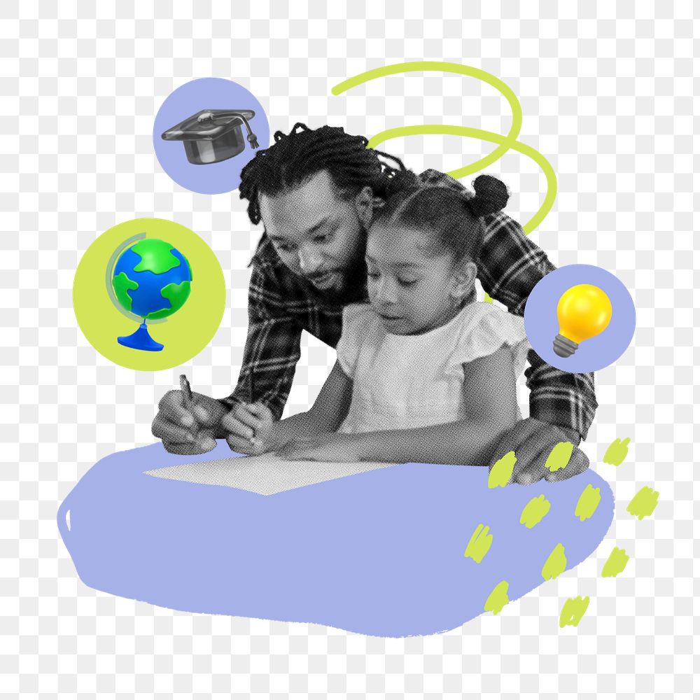 Teaching kids  sticker, editable design